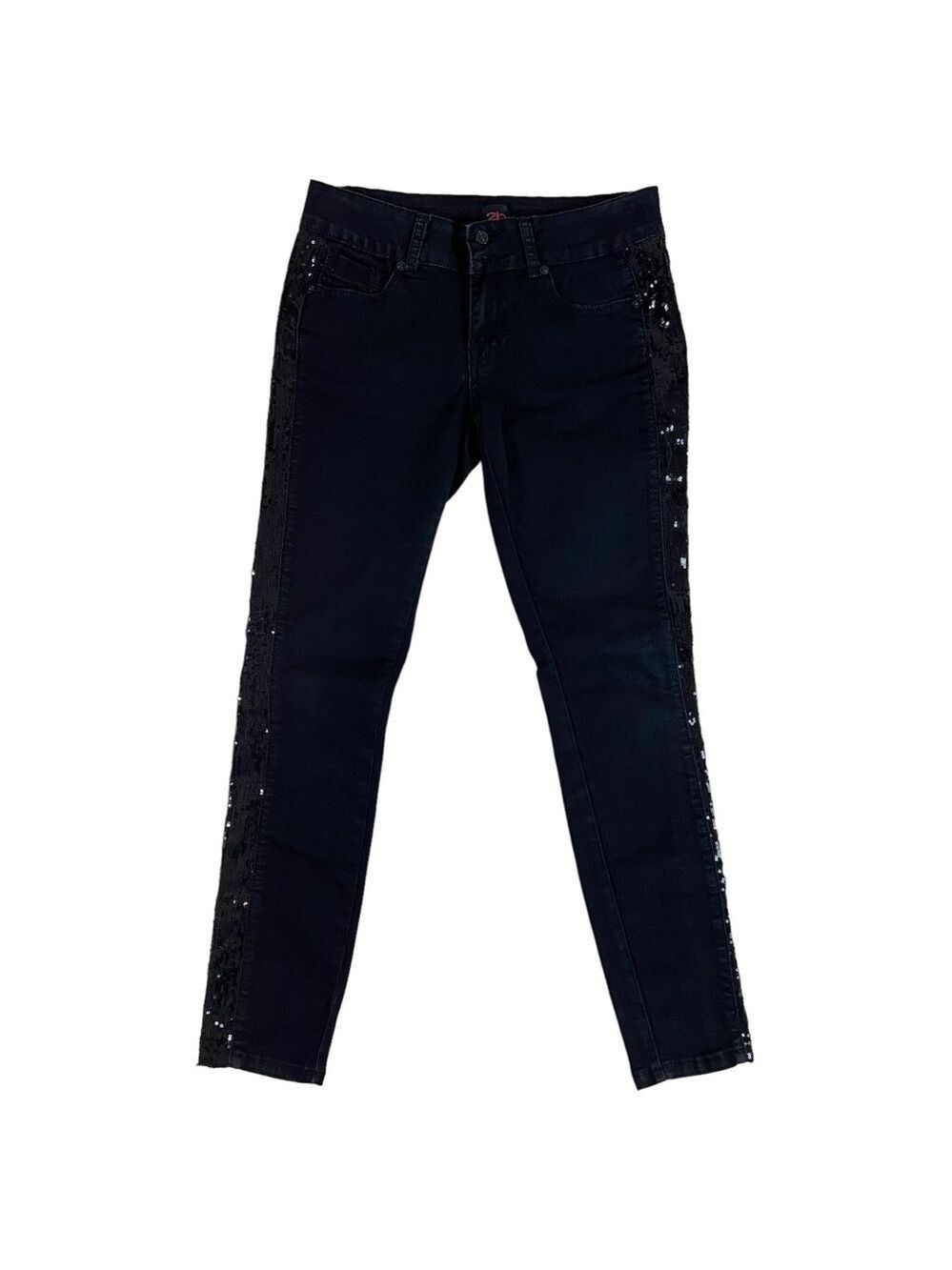 2B bebe black jeans lightweight skinny sequins embellishments skinny mid rise 27
